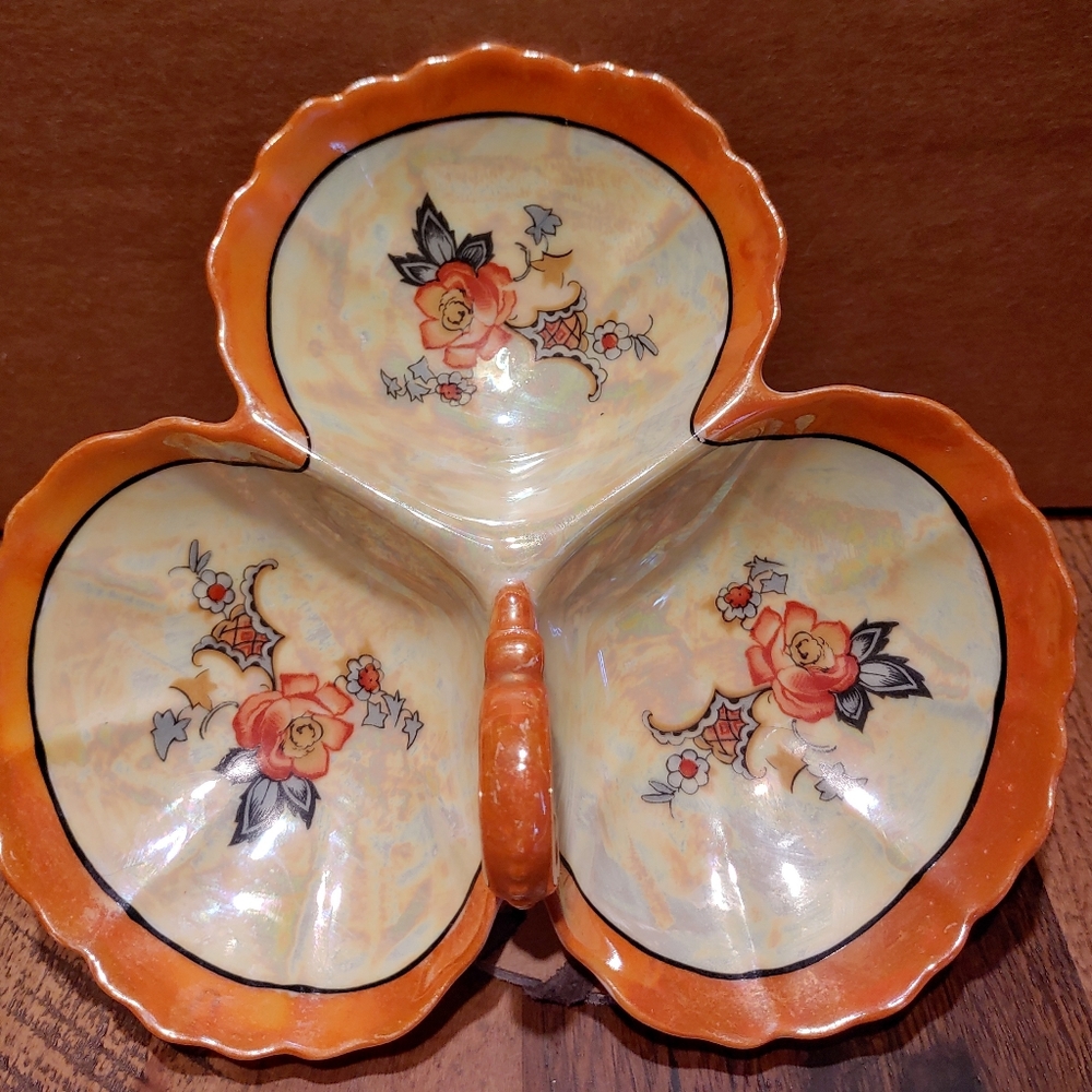 Vintage Beyer & Bock Hand Painted Lusterware Candy / Nut Dish
